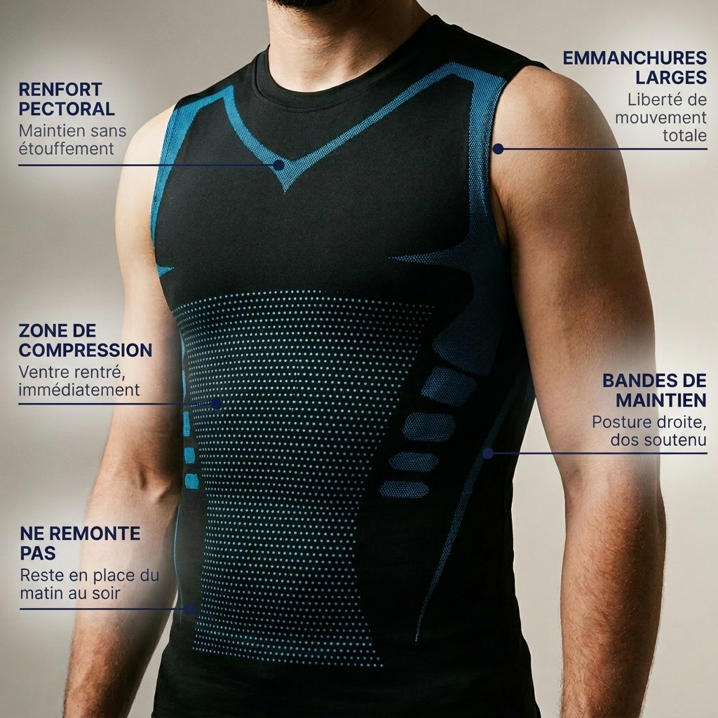 Débardeur de compression homme | Silhouette affinée & posture redressée